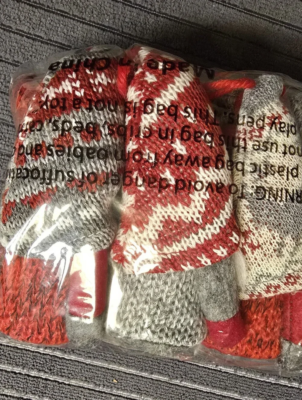 Holiday Nordic Gnome Plush Figurine - Red & Gray Hats. 6 Piece Set. NWT.